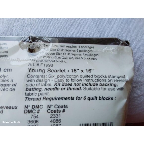 36 16"x16" cross-stitch pattern quilt blocks Young Scarlett Southern Belle - Picture 6 of 10